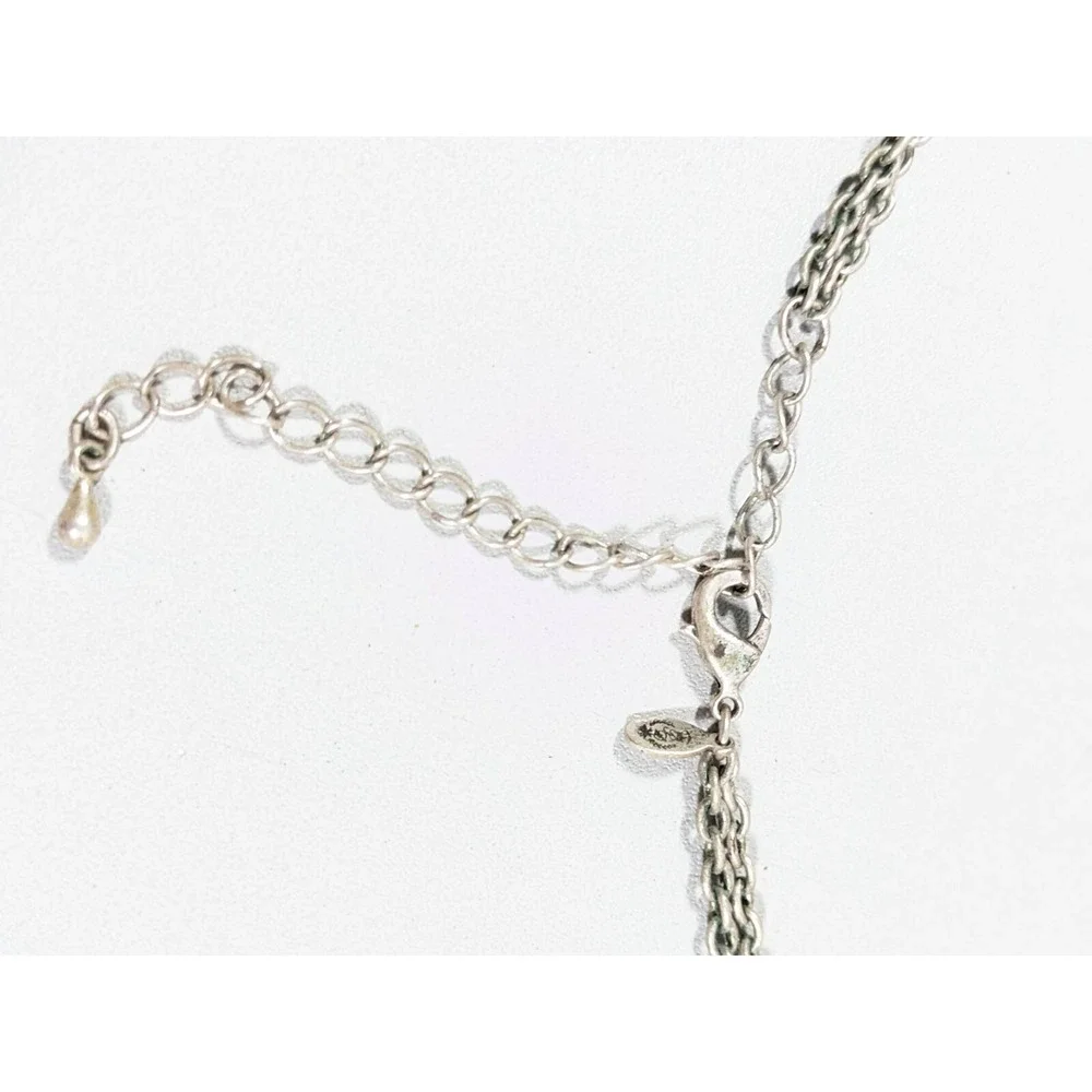 Premier Designs Black Bead Layered Necklace Silver Tone‎ Double Strand 18.5